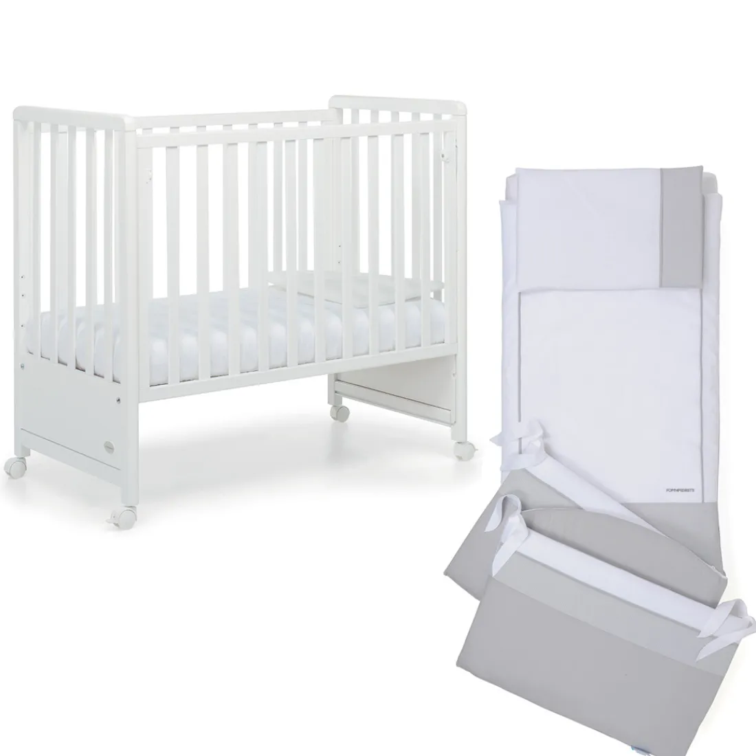 Foppapedretti Cameretta Pikkoletto bianco con completo piumone grigio Sale