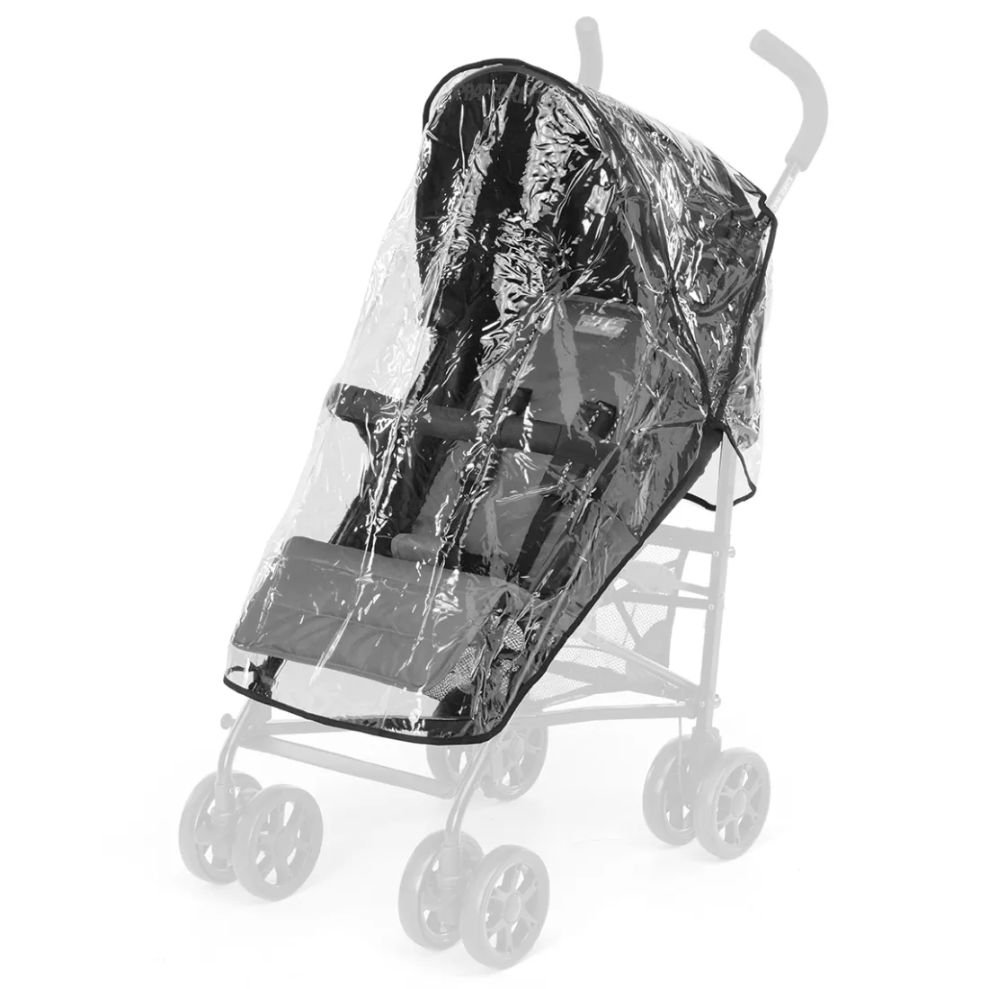 Foppapedretti Parapioggia per passeggino Trasparente/bordo nero Hot